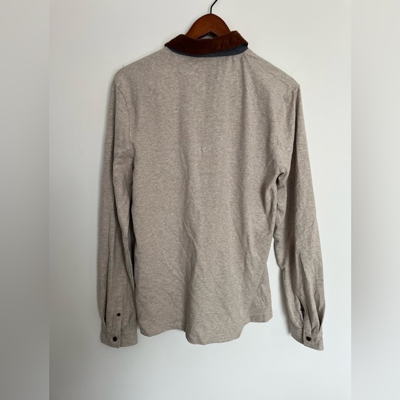 Simons Beige Long Sleeve Polo Shirt with corduroy collar size medium - Picture 5 of 5